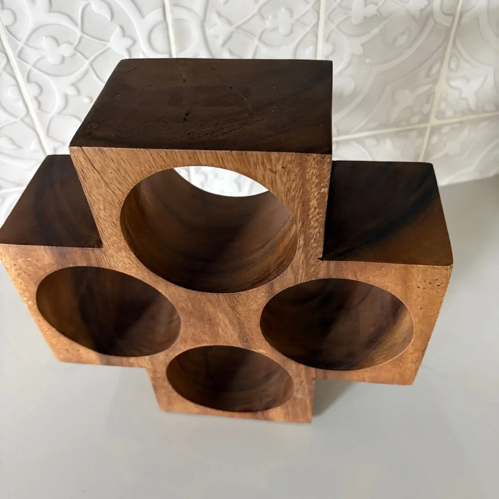 Rustic Brown Wooden wine holder Decor